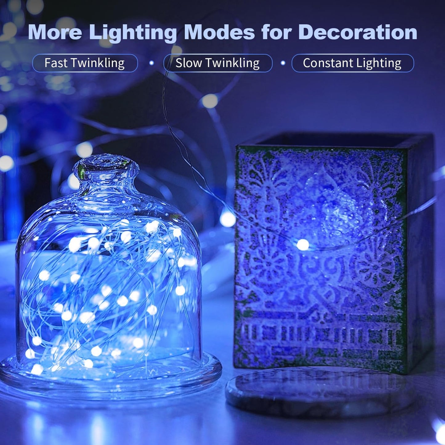 Skiennix 20 Pack LED Fairy Lights - Battery Operated Mini Twinkle String Lights | 7FT Waterproof Blue for Weddings & Parties