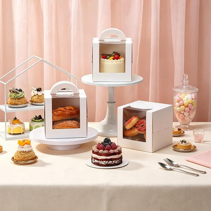 KPOSIYA 60 Pack 6x6x6 Inch White Cake Boxes with Windows, 6 Inch Cake Boards & Accessories - Variation: white+30+6x6x6