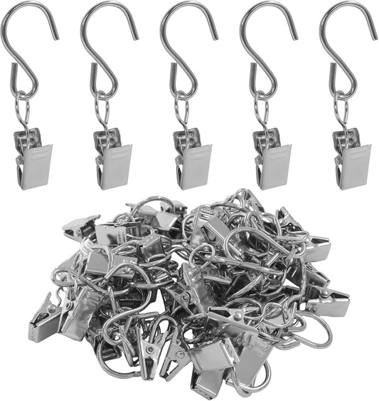 Skiennix Stainless Steel S Hooks - 50 Pack 2.4 Inch Clips for Hanging Lights & Home Decor