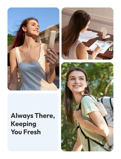 Aecooly Slim Portable Fan with Mirror, Thin Handheld Fan, USB Rechargeable Mini Personal [24H Max Cooling Time], Battery Powered Small Foldable Pocket for Travel, Lash, Makeup, Gifts for Women -Beige