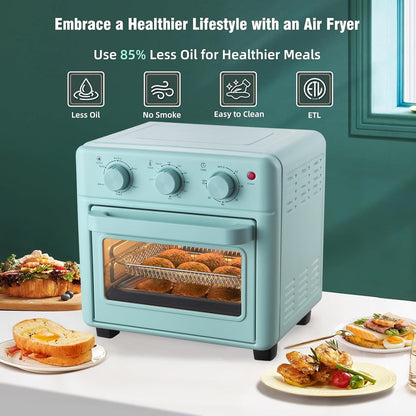 Novaspark Air Fryer Toaster Oven - Retro 16QT Convection Oven | Bake, Toast, Broil & Air Fry - Blue