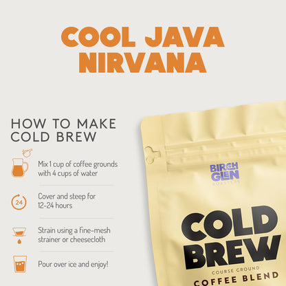 Birch Glen Roasters Cold Brew Coffee | Flavored Coarse Ground Coffee | Medium Roast | Artisanal Roasting | 100% Arabica |1 LB Bag | Banana Foster