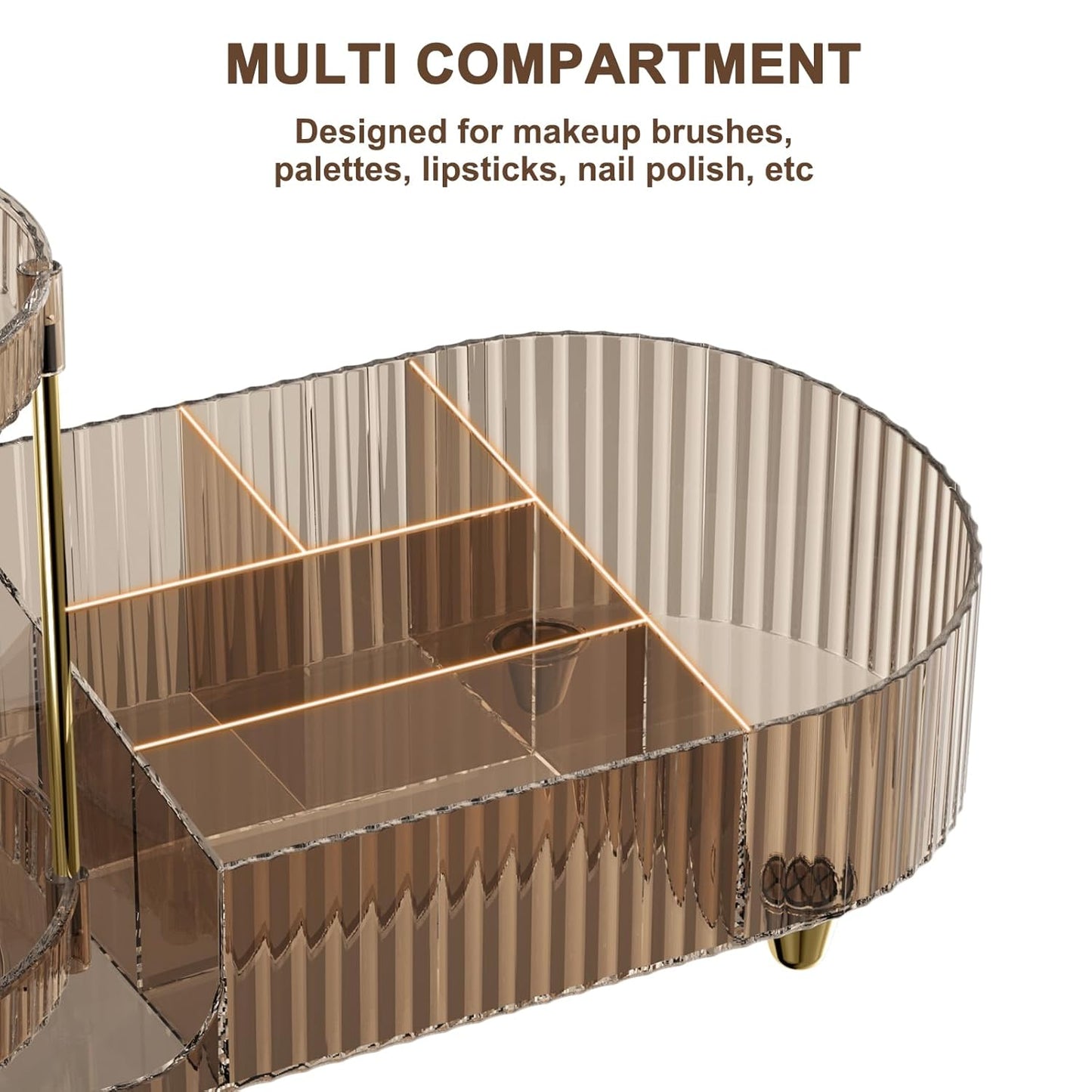 Skiennix Makeup Organizer - 360° Rotating Perfume Trays & 7-Divider Vanity Storage | Ideal for Bedroom & Bathroom