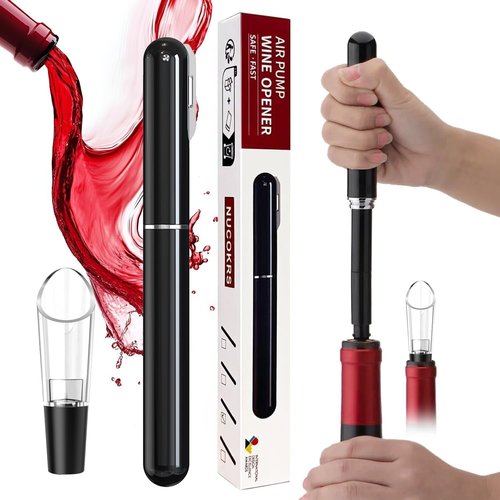 Air Pressure Wine Bottle Opener and Wine Pourer - NUCOKRS Special Pen Shape Design Corkscrew with Foil Cutter 3-7 Times to Open