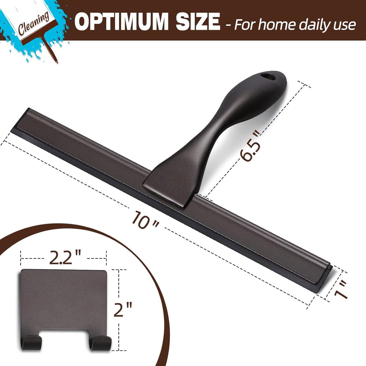 NETANY Shower Squeegee - 10-Inch Bronze Stainless Steel Tool for Streak-Free Bathroom & Shower Use