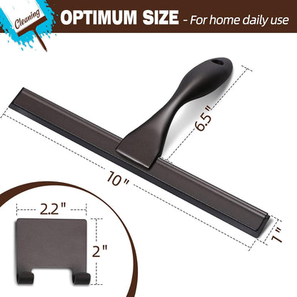 NETANY Shower Squeegee - 10-Inch Bronze Stainless Steel Tool for Streak-Free Bathroom & Shower Use