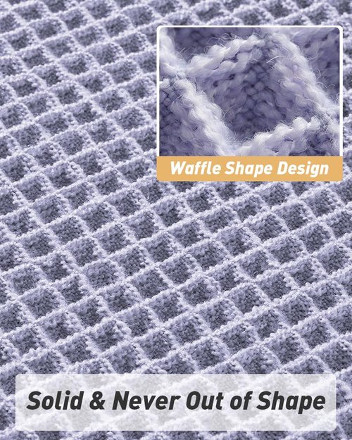 Upgraded Waffle Runner Rug Super Absorbent Non Slip Bath Mats for Bathroom Machine Washable Bathroom Runner Rug with Tassels, Ideal for Hallway Bedroom Laundry Room, 2' x 4' (24" x 48"), Purple