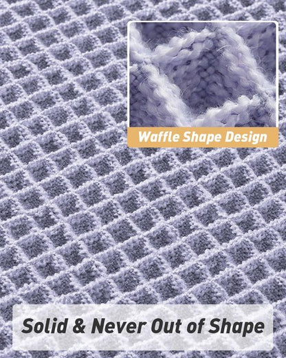 Upgraded Waffle Runner Rug Super Absorbent Non Slip Bath Mats for Bathroom Machine Washable Bathroom Runner Rug with Tassels, Ideal for Hallway Bedroom Laundry Room, 2' x 4' (24" x 48"), Purple