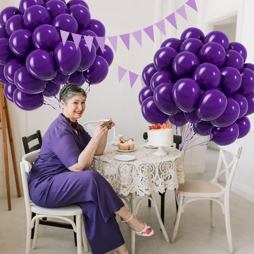 Dark Purple Balloons - 12 Inch Latex Party Balloons | 50 Pack for Weddings, Baby Showers, and Birthdays