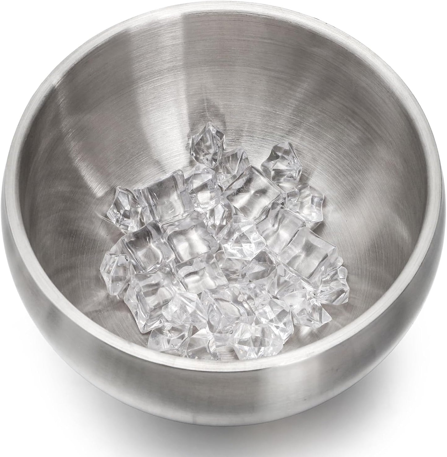 Yesland Ice Bucket with Lid, Double Insulation Ice Box Container Storage Box, 2 L Stainless Steel Ice Bucket Container with Ice Tong Scooper, Spherical Wine Champagne Barrel for Home Party Bar
