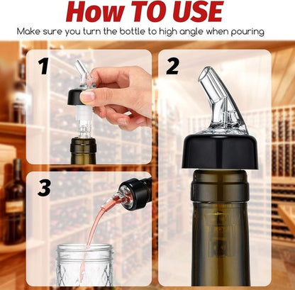 BBTO Automatic Measured Bottle Pourer Spout Liquor Pourers Bottle Jigger Quick Shot Spirit Measure, 1 oz/ 30 ml(Clear, Black,20 Pieces)