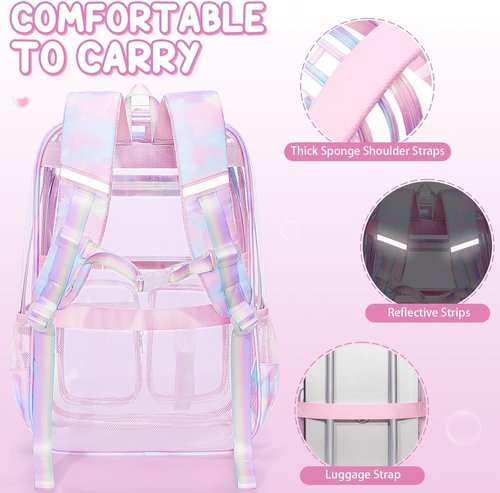 Fimibuke Clear Backpack - Heavy Duty PVC Transparent Design with Lunch Box & Pencil Case | School Approved for Boys