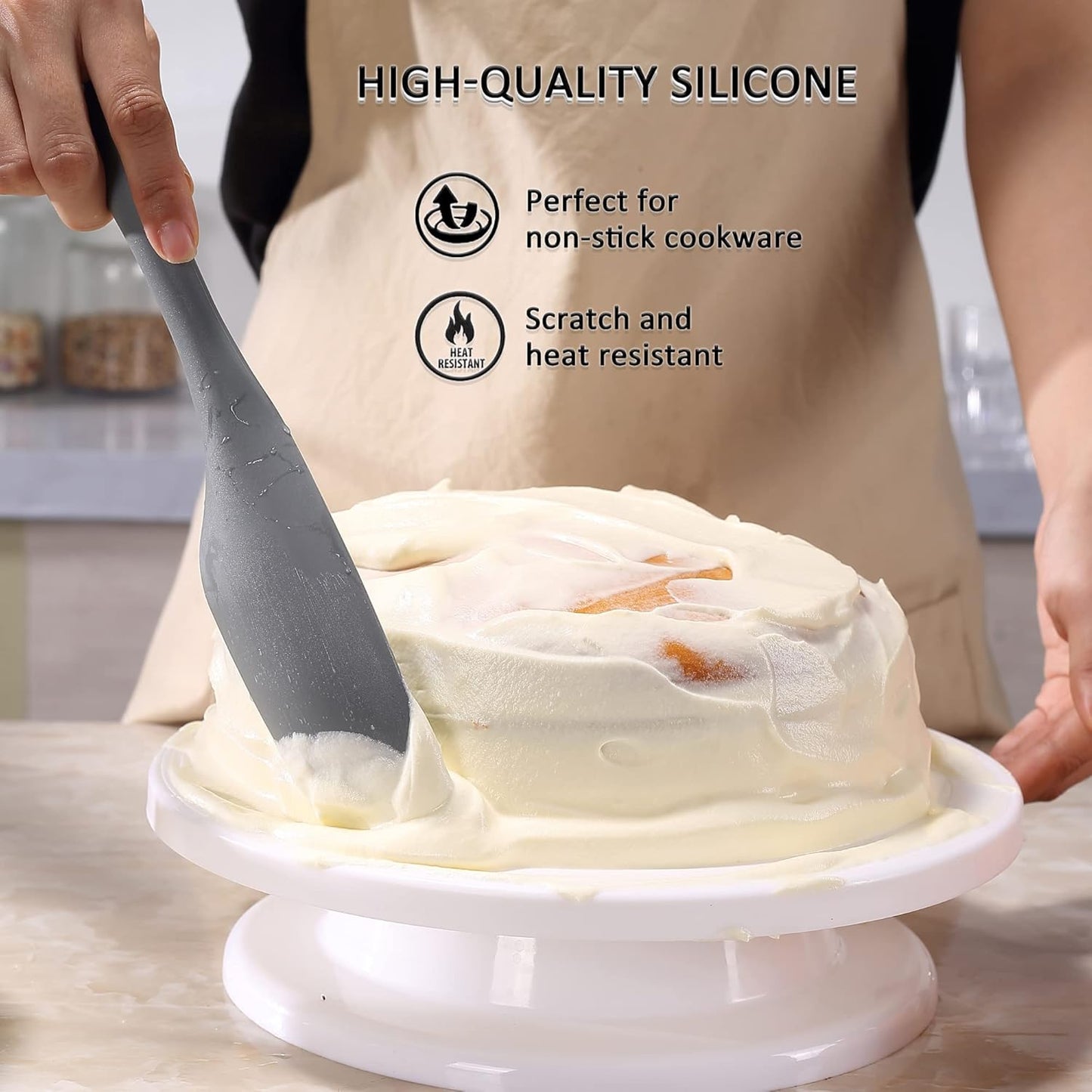 Tongjude Silicone Spurtle Set - Heat Resistant Cooking Utensils for Nonstick Cookware | 4-Piece Set