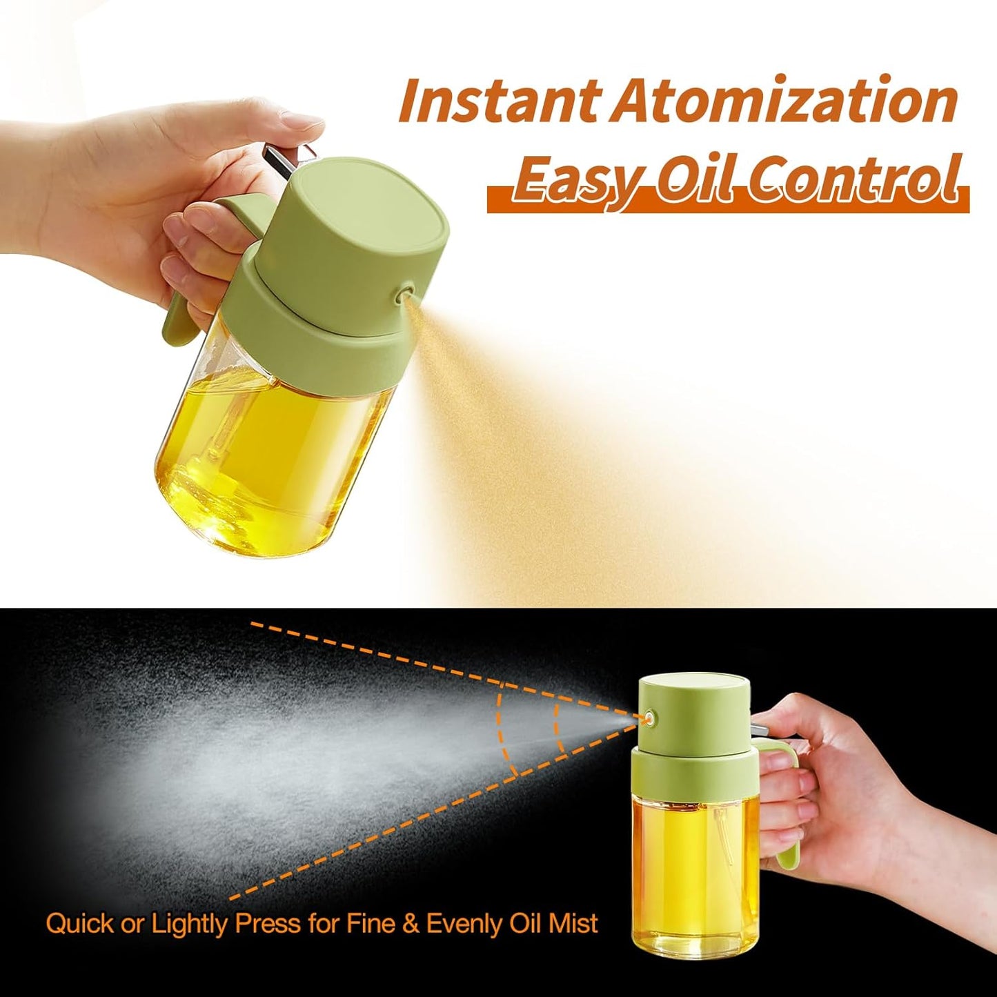 YARRAMATE Mini Oil Sprayer - 6.8 OZ Premium Food-Grade Olive Oil Spray Bottle | Portable Kitchen & BBQ Use (Green)