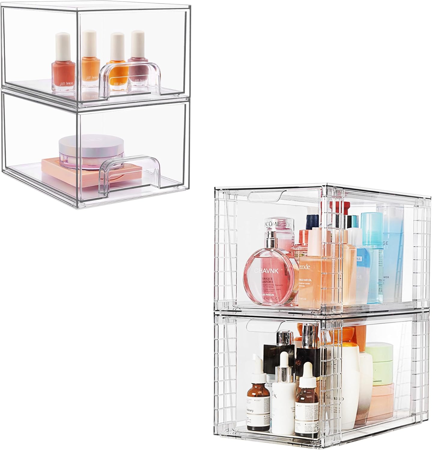Vtopmart Stackable Makeup Organizer - 4 Pack Storage Drawers Set for Easy Access and Neat Display