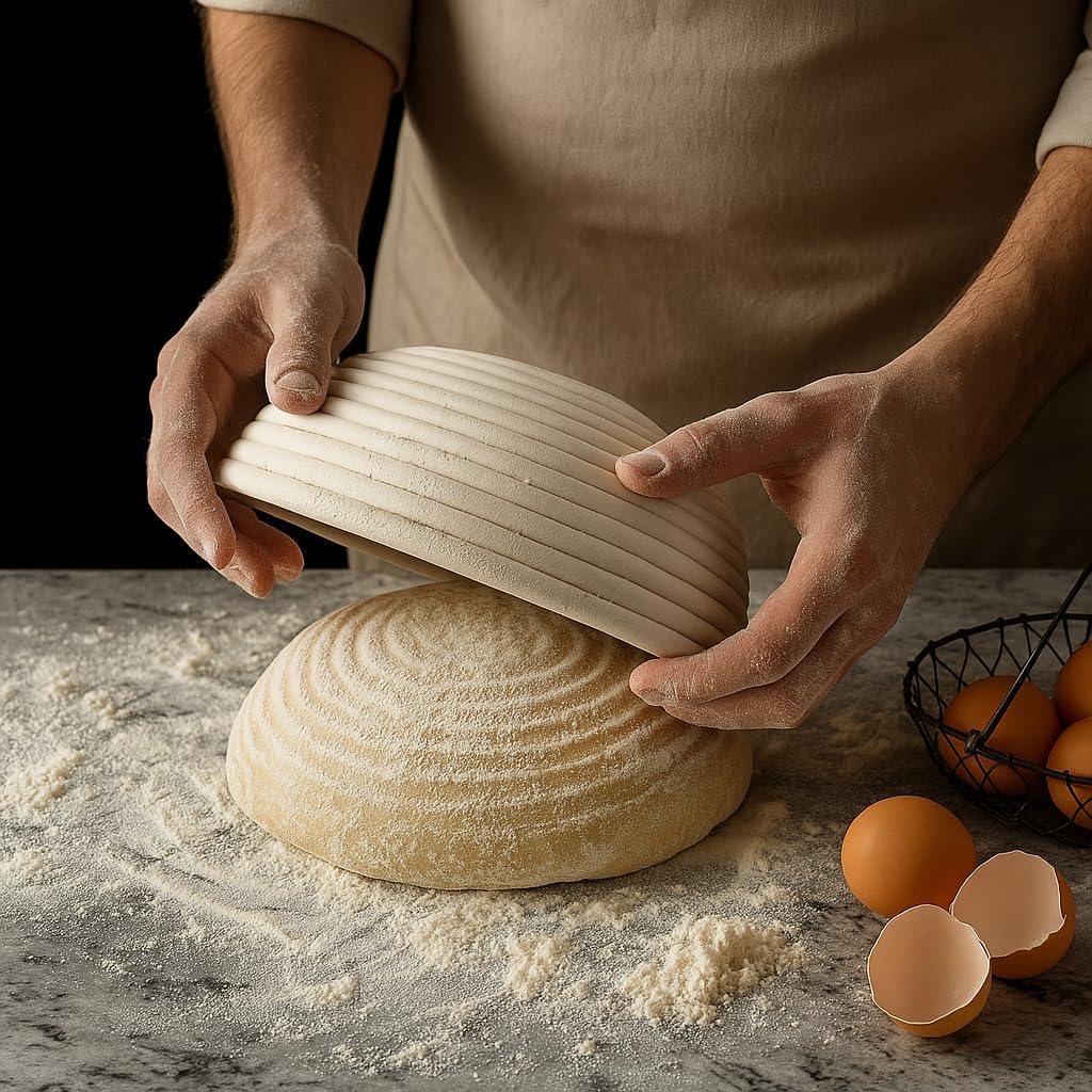 Saint Germain Bakery Premium Round Bread Banneton Basket - Ideal 9-Inch Brotform Proofing Basket with Liner