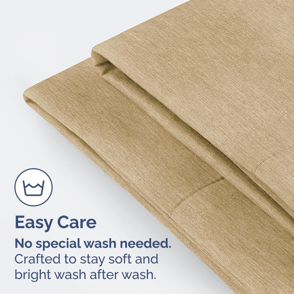 Standard Pillow Cases Set of 4 | Ultra Soft Hotel Quality Covers - Comfy & Machine Washable - Heathered Tan