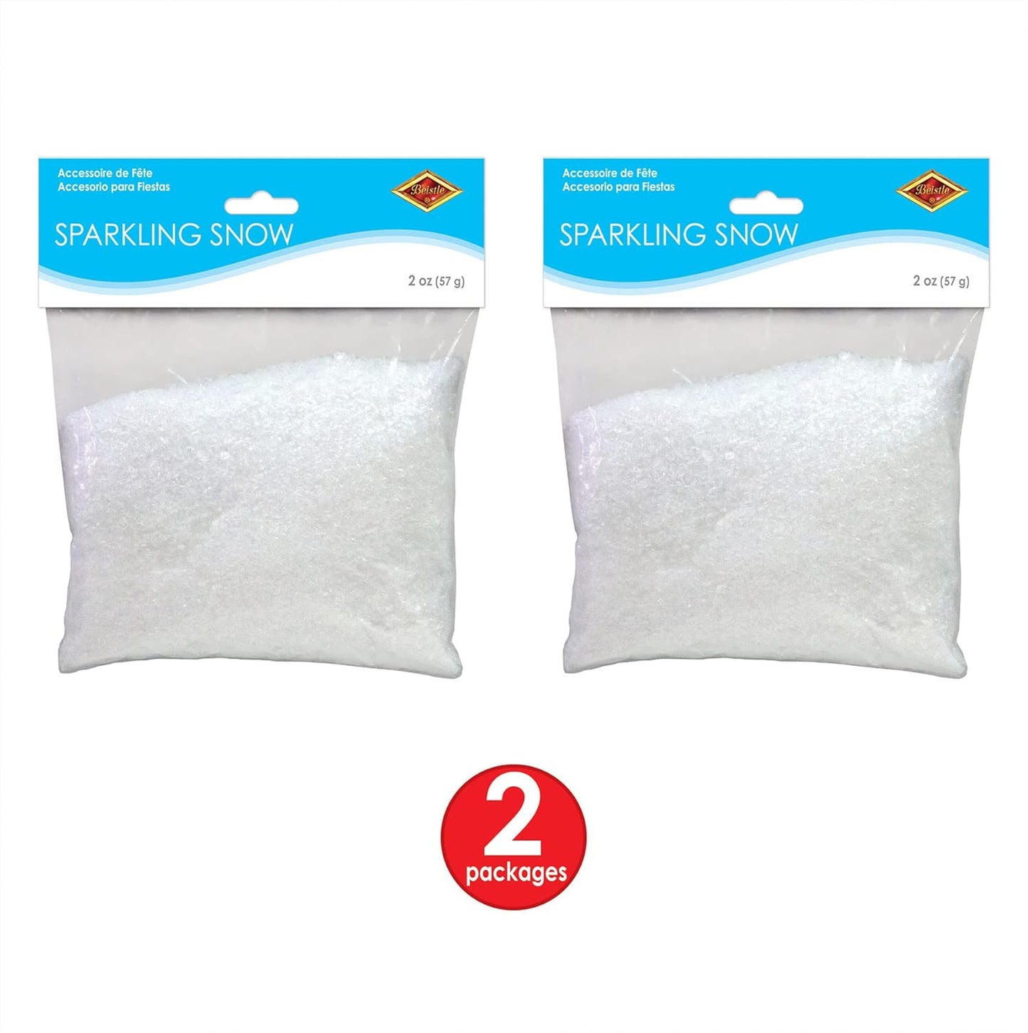 Beistle Sparkling Fake Snow - 4 Ounces of Artificial Winter Decoration for Christmas Crafts | White