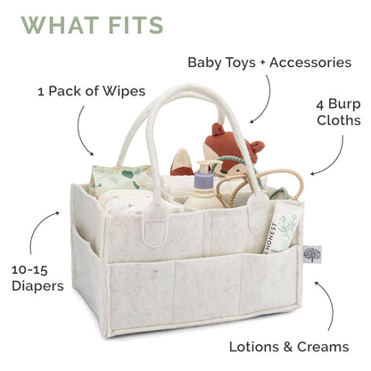 Parker Baby Co. Diaper Caddy - Large Charcoal Nursery Storage Bin & Car Organizer for Diapers