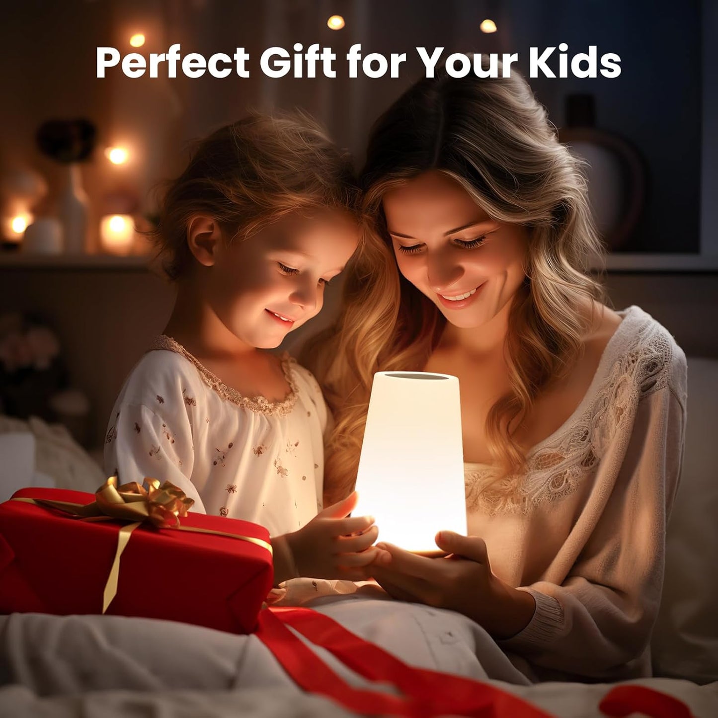THAUSDAS Dimmable Touch Lamp - Portable Night Light with 5 Brightness Levels & 13 RGB Colors