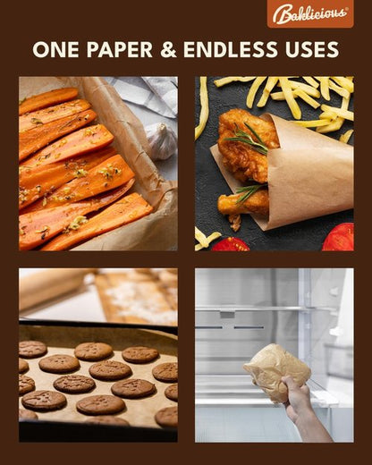 Baklicious Unbleached Parchment Paper Baking Sheets - 220 Pre-Cut Heavy Duty Sheets for Air Fryer, Oven & More