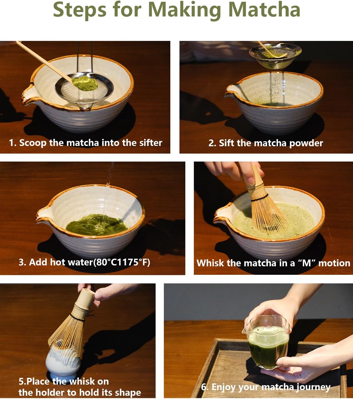 Skiennix Matcha Whisk Set - Complete Matcha Kit with Bowl, Bamboo Whisk, and Accessories | Perfect Gift for Women