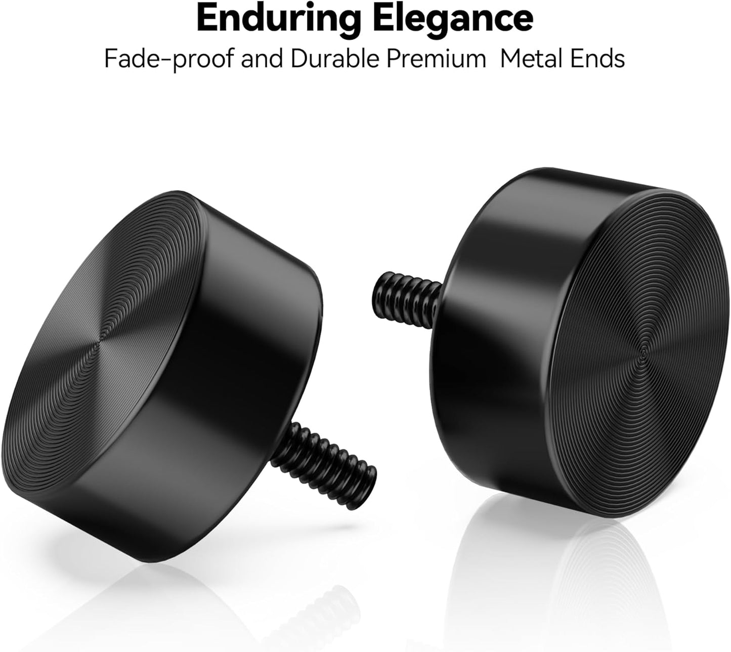 YaFex Heavy Duty Curtain Rods - Adjustable 32-150 Inch, Black Finish with Aluminium Finials | Easy Installation