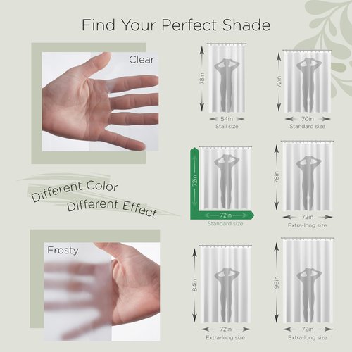 Stitch & Stone Shower Curtain Liner, Premium Medium Weight Durable Waterproof 6g PEVA for Bathroom with Weighted Magnets, Standard Size 72" x 72", Clear 1 Pack