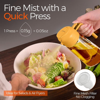 YARRAMATE Glass Olive Oil Sprayer - 16oz Premium Food Grade Dispenser with Portion Control | Orange