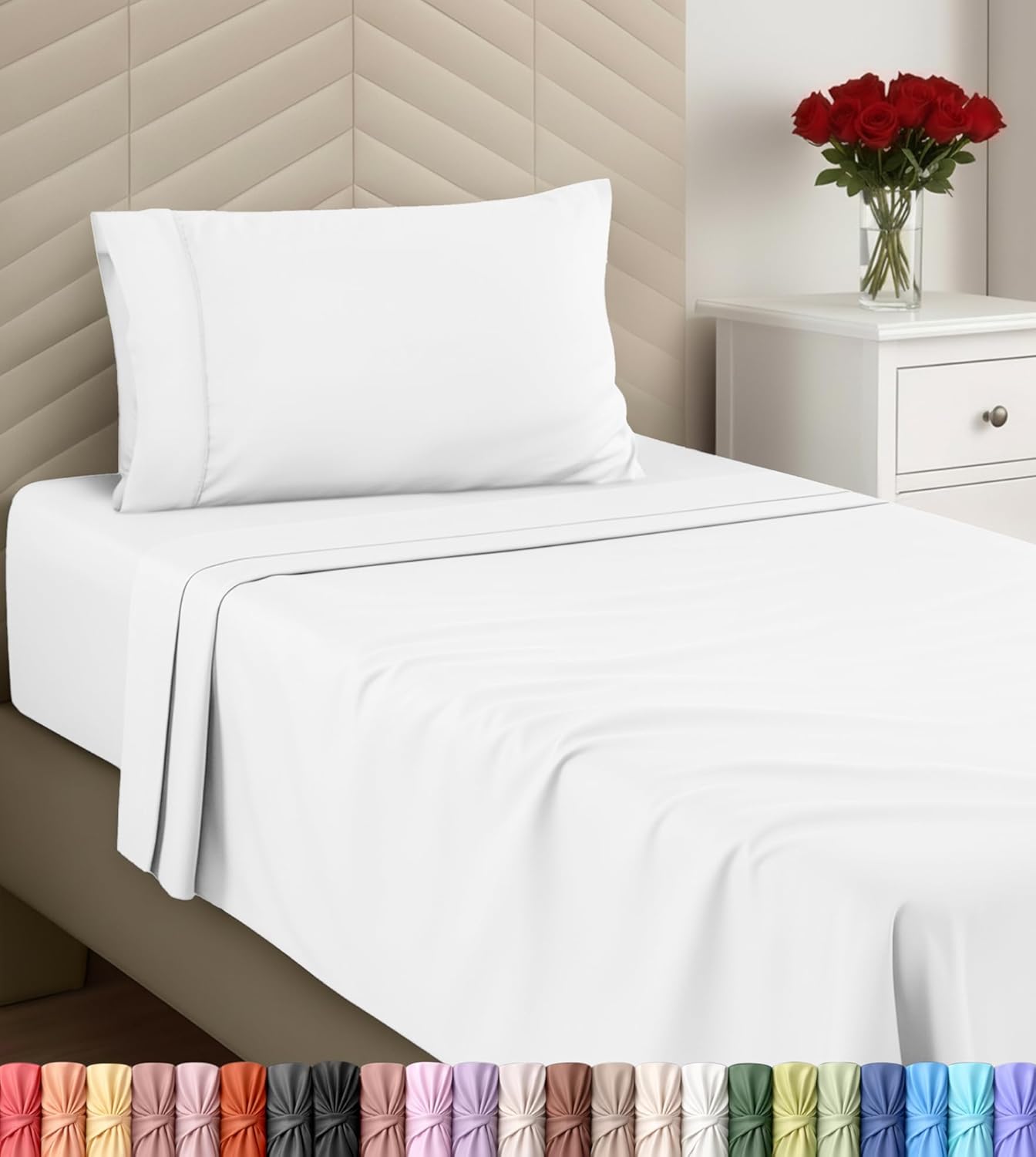 Utopia Bedding Twin Sheets Set - Soft Brushed Microfiber - Deep Pocket Bed Sheets | White, 3-Piece Set