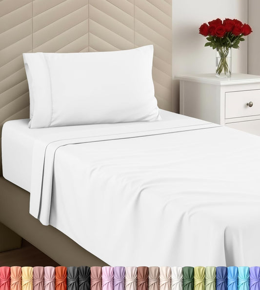 Utopia Bedding Twin Sheets Set - Soft Brushed Microfiber - Deep Pocket Bed Sheets | White, 3-Piece Set