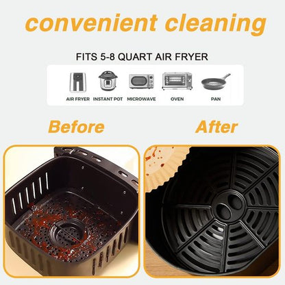 Air Fryer Liners Disposable 100-Pack | Non-Stick Parchment Paper for Easy Cleanup - Fits Most 3-10 QT Air Fryers