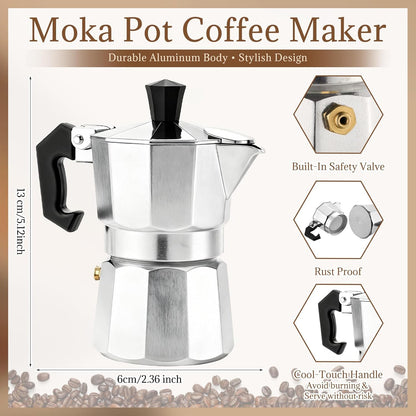Skiennix Stovetop Espresso Maker - 10 Pcs Bulk (1 Cup, 50 Ml) | Perfect Baby Shower & Wedding Favors