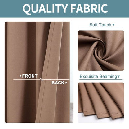 ChrisDowa Room Darkening Curtains 120 Inches Long 2 Panels Set for Living Room, Grommet Thermal Insulated Blackout Curtains for Bedroom (Cappuccino, 52 x 120 Inch)