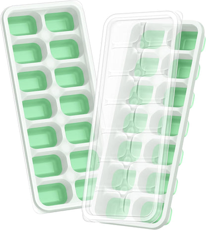 Skiennix Ice Cube Tray - Durable Stackable Design with Removable Lids | 2 Packs of 28 Cubes for Easy Release