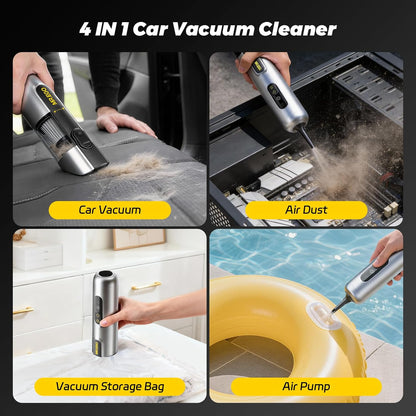 Mr.ego Handheld Car Vacuum - Portable Cordless 4-in-1 Mini Vacuum with 18500Pa Suction | Silver Finish