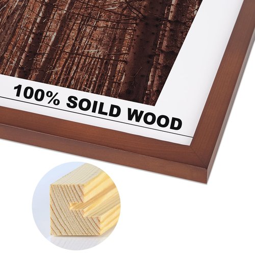 HOMESEVEN 20x28 Poster Frame, Solid Wood 20x28 Frame with Mat for 16x24 Photo, Large Picture Frame 20x28-Horizontal and Vertical Wall Hanging for Home, Exhibition, Caffe(Brown)