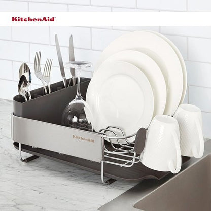 KitchenAid Dish Rack - Compact & Space-Saving Design with Removable Caddy | 16.06-Inch, Black