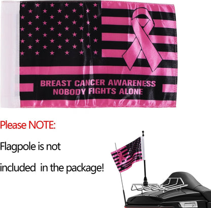 Rouge Motorcycle Flag - 6x10 Inch Double-Sided Breast Cancer Awareness Design | Durable Satin Polyester