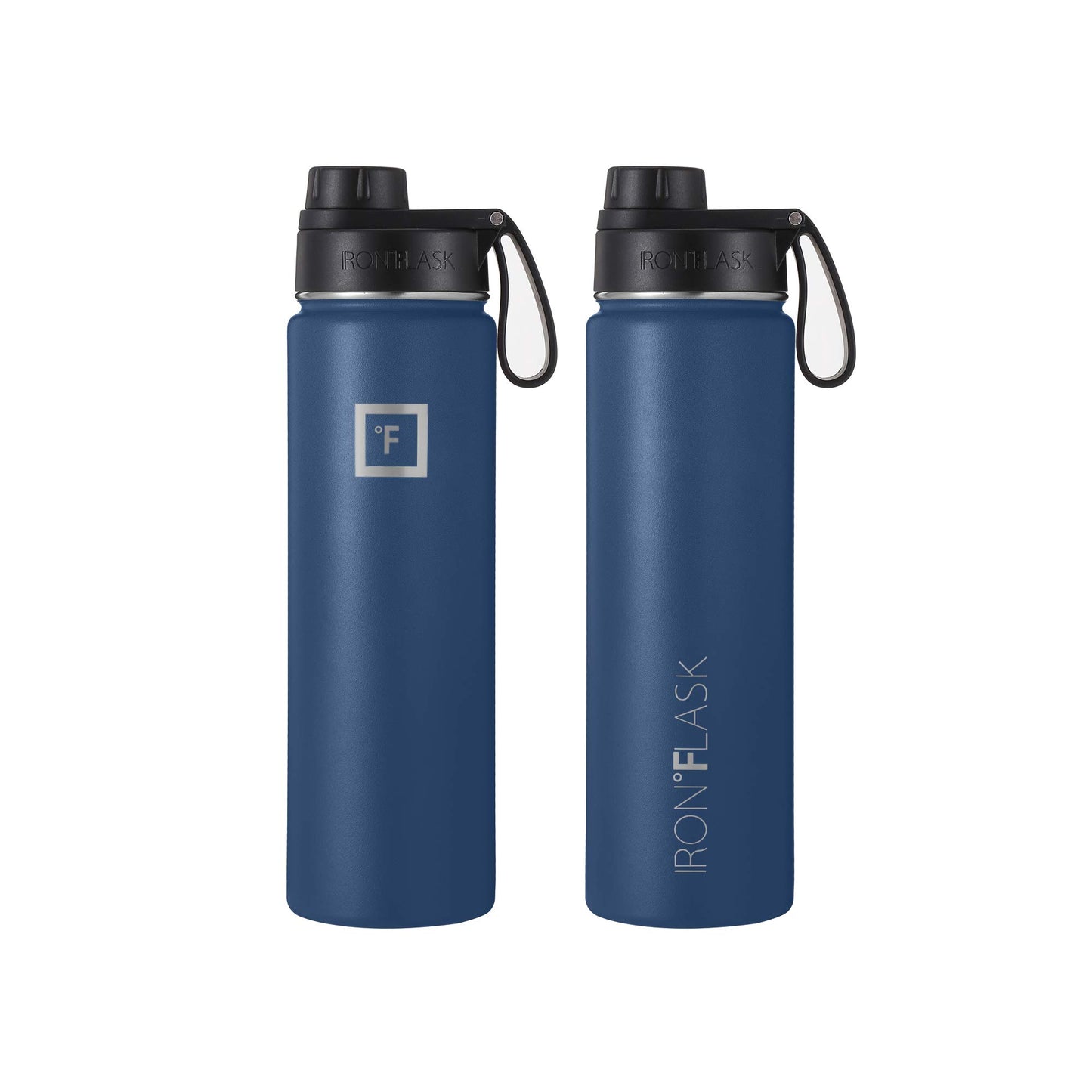 IRON °FLASK Sports Water Bottle - Wide Mouth with 3 Spout Lids - Stainless Steel Gym & Outdoor Bottles for Men, Women & Kids - Double Walled, Insulated Thermos, Metal Canteen - Twilight Blue, 22 Oz