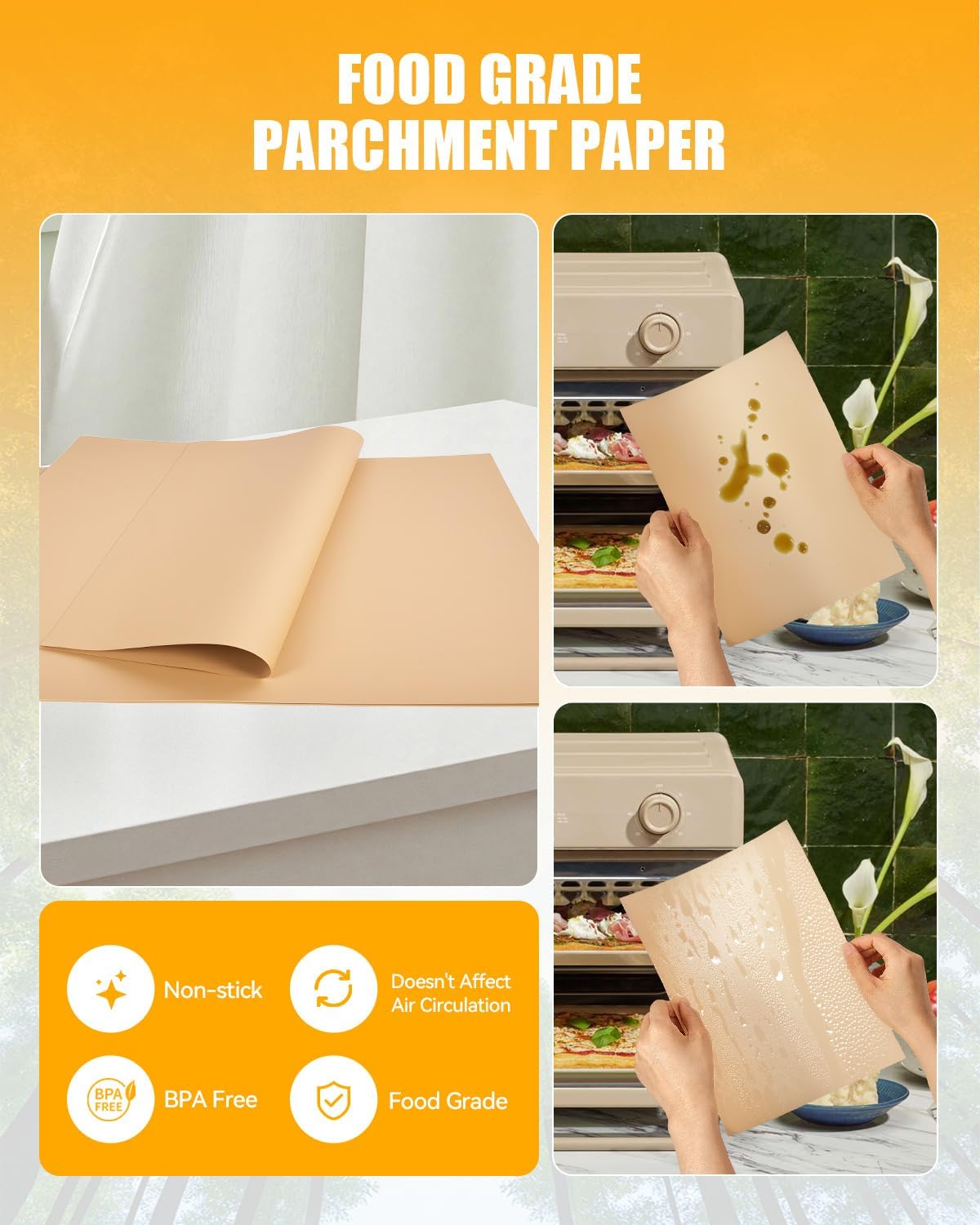 Our Place 130PC Air Fryer Paper Liners - Nonstick Disposable Parchment Sheets for 12.7 Quart Oven