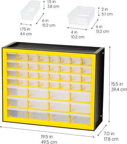 IRIS Hardware Storage Drawer | 44-Drawer Parts Organizer - Durable Yellow Design