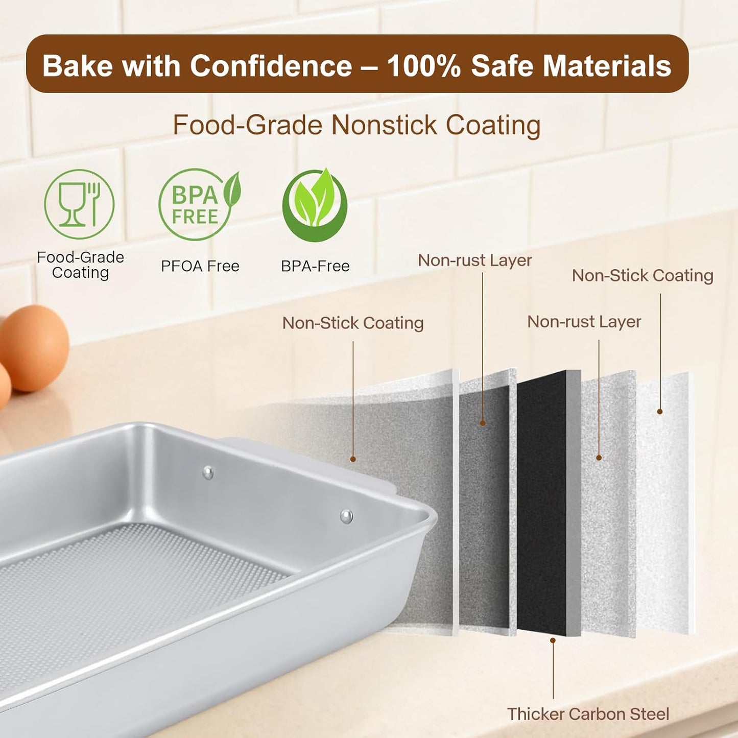USA Pan 9x13 Baking Pan - Commercial Grade Heavy-Gauge Nonstick Cake Sheet | Warp-Resistant Silver