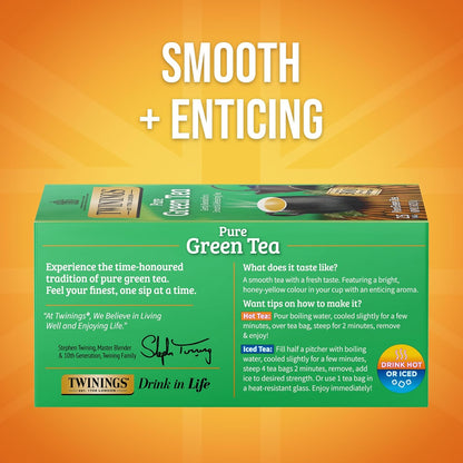 Twinings Pure Green Tea - Individually Wrapped Bags, Smooth Flavor & Enticing Aroma | 150 Teabags (Pack of 6)