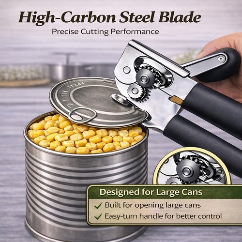 Heavy Duty Manual Can Opener by [Brand Name] - Stainless Steel Hand Crank with Magnetic Lid Lifter & Bottle Opener