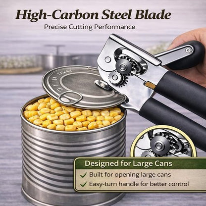 Heavy Duty Manual Can Opener by [Brand Name] - Stainless Steel Hand Crank with Magnetic Lid Lifter & Bottle Opener