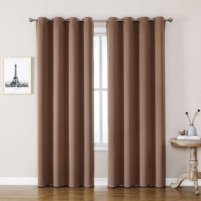 ChrisDowa Room Darkening Curtains - Thermal Insulated Blackout Panels Set | 120 Inches Long, Cappuccino