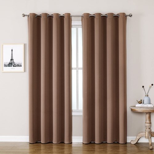 ChrisDowa Room Darkening Curtains 90 Inches Long 2 Panels Set for Living Room, Grommet Thermal Insulated Blackout Curtains for Bedroom (Cappuccino, 52 x 90 Inch)