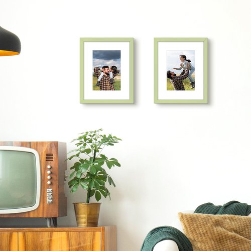 upsimples 8x10 Picture Frame, Display Pictures 5x7 with Mat or 8 x 10 Without, Wall Hanging Photo Frames, Green, 1 Pack