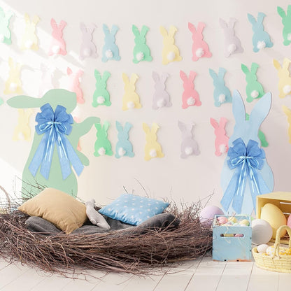 YKW Large Baby Blue Burlap Bow - 20x11 Inch Farmhouse Wreath Decor | Winter Holiday & Baby Shower Ornaments